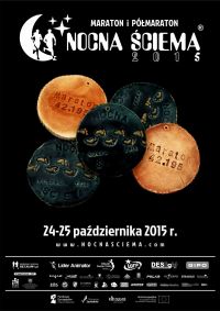 Plakat Nocnej Ściemy 2015 - maratonu i półmaratonu w Koszalinie